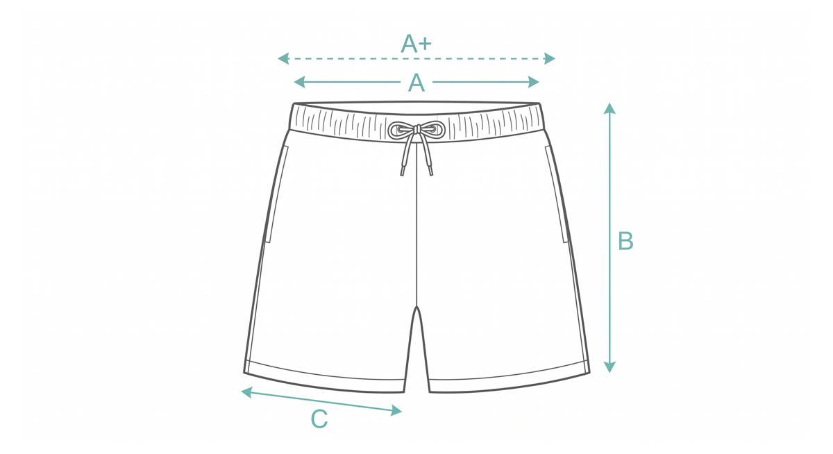 Swim shorts measurement diagram