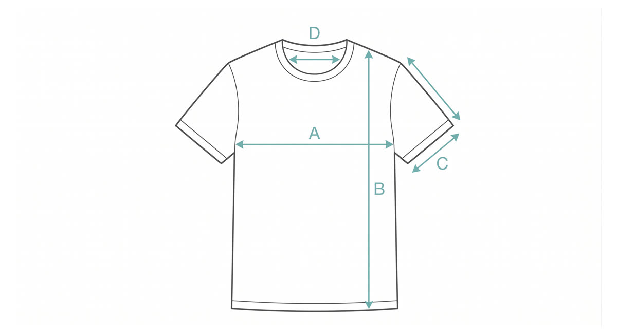 T-shirts, classic measurement diagram